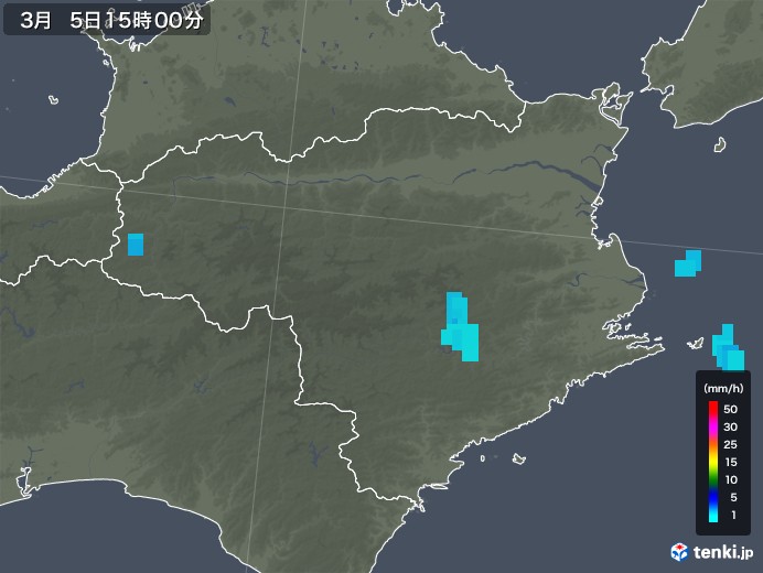 徳島県の雨雲レーダー(2020年03月05日)