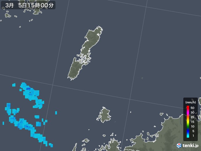 壱岐・対馬(長崎県)の雨雲レーダー(2020年03月05日)