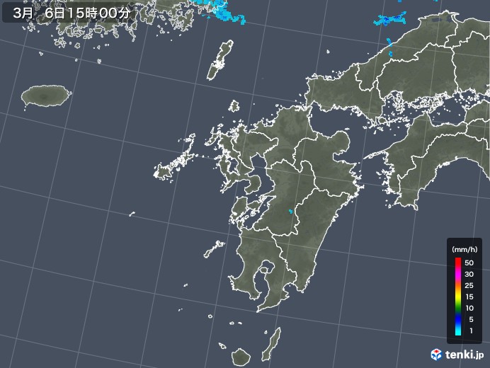 九州地方の雨雲レーダー(2020年03月06日)