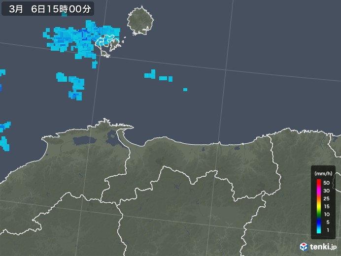 鳥取県の雨雲レーダー(2020年03月06日)
