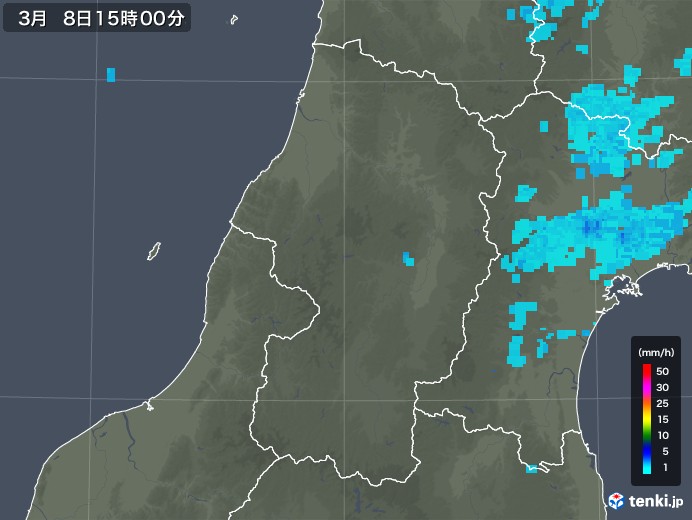 山形県の雨雲レーダー(2020年03月08日)