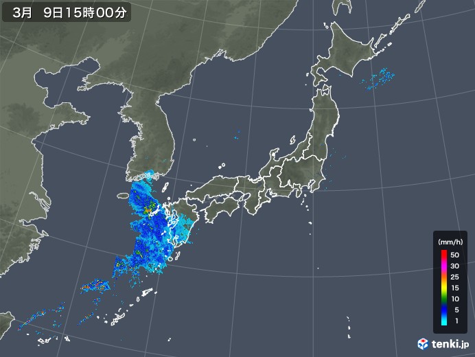 雨雲レーダー(2020年03月09日)