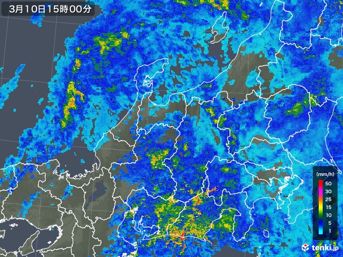 北陸地方の雨雲レーダー(2020年03月10日)