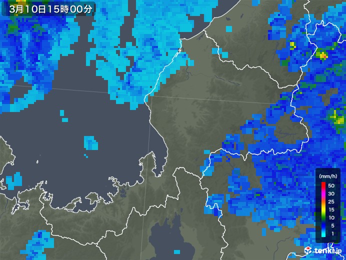 福井県の雨雲レーダー(2020年03月10日)