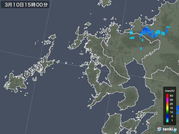 長崎県の雨雲レーダー(2020年03月10日)