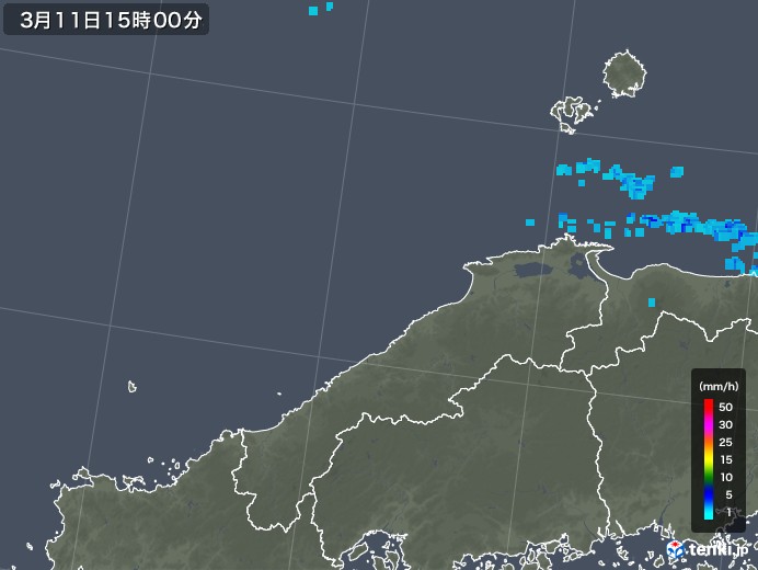 島根県の雨雲レーダー(2020年03月11日)