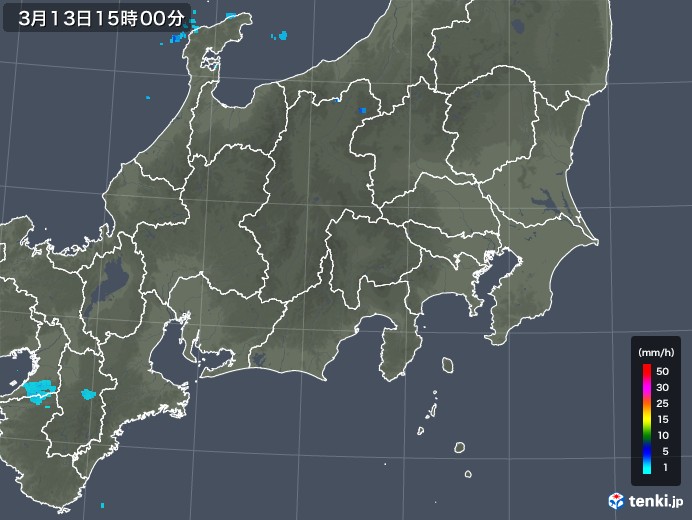 関東・甲信地方の雨雲レーダー(2020年03月13日)