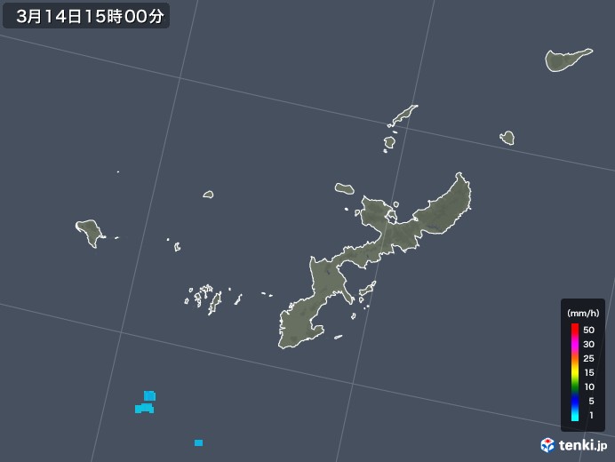 沖縄県の雨雲レーダー(2020年03月14日)