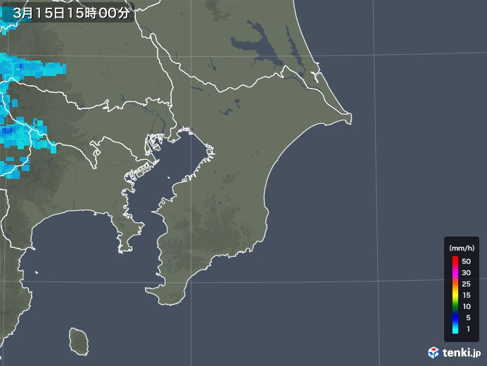 千葉県の雨雲レーダー(2020年03月15日)