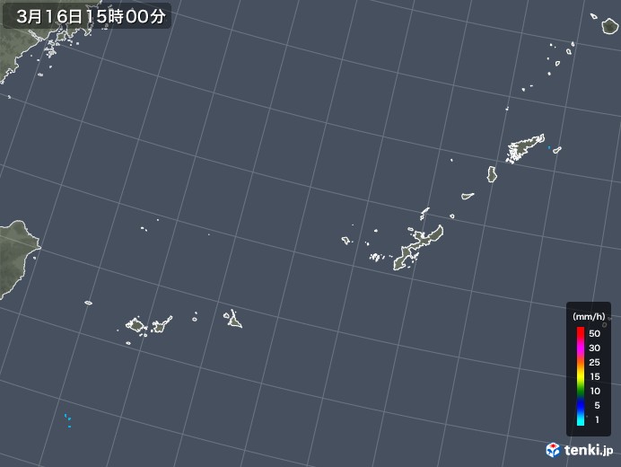 沖縄地方の雨雲レーダー(2020年03月16日)