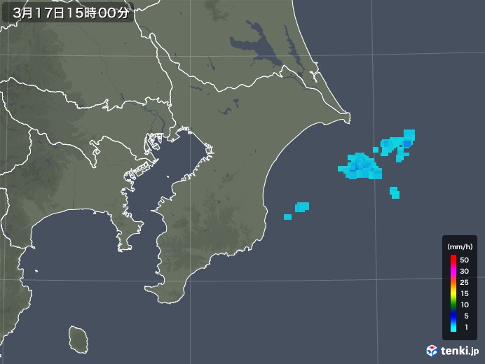 千葉県の雨雲レーダー(2020年03月17日)
