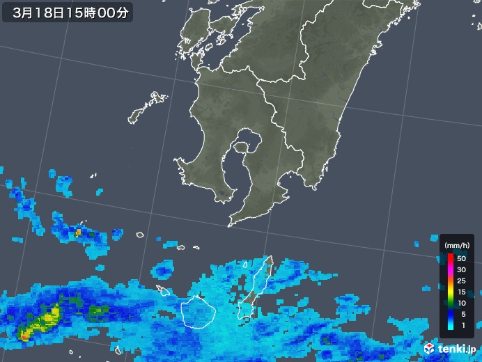 鹿児島県の雨雲レーダー(2020年03月18日)