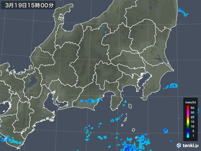 関東・甲信地方の雨雲レーダー(2020年03月19日)