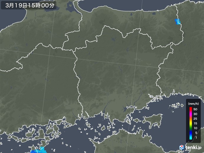 岡山県の雨雲レーダー(2020年03月19日)