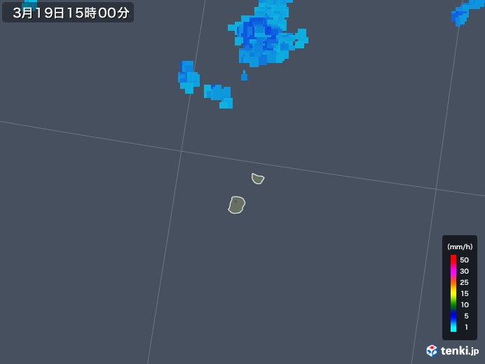 南大東島(沖縄県)の雨雲レーダー(2020年03月19日)