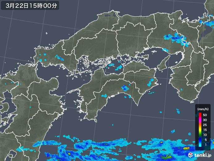 四国地方の雨雲レーダー(2020年03月22日)