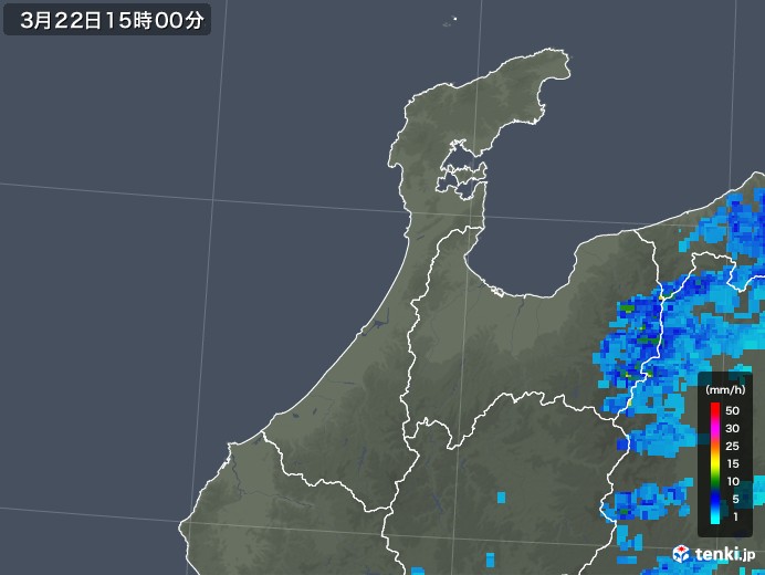 石川県の雨雲レーダー(2020年03月22日)