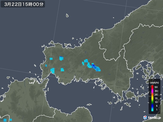 山口県の雨雲レーダー(2020年03月22日)