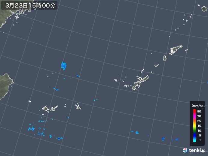 沖縄地方の雨雲レーダー(2020年03月23日)