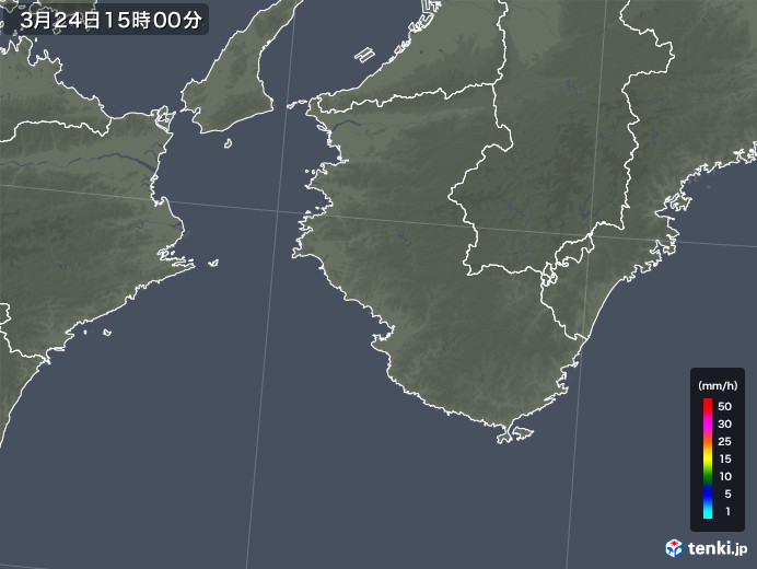 和歌山県の雨雲レーダー(2020年03月24日)