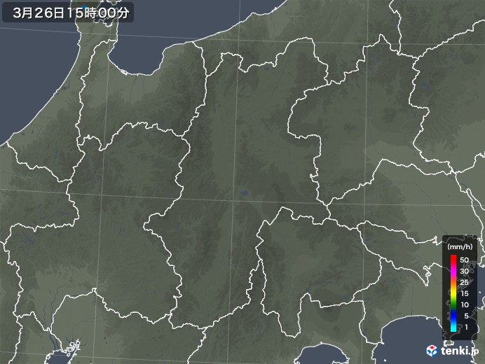 長野県の雨雲レーダー(2020年03月26日)