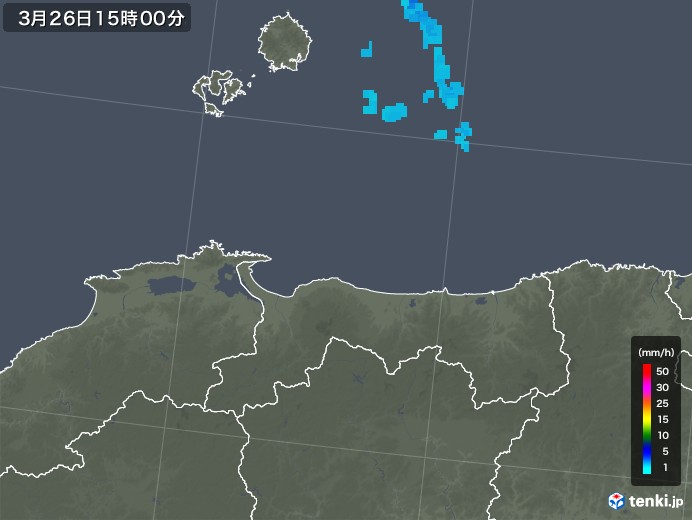 鳥取県の雨雲レーダー(2020年03月26日)