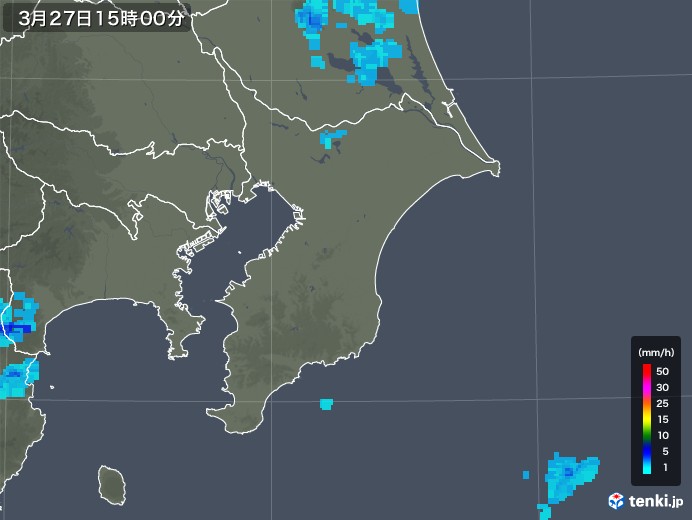 千葉県の雨雲レーダー(2020年03月27日)