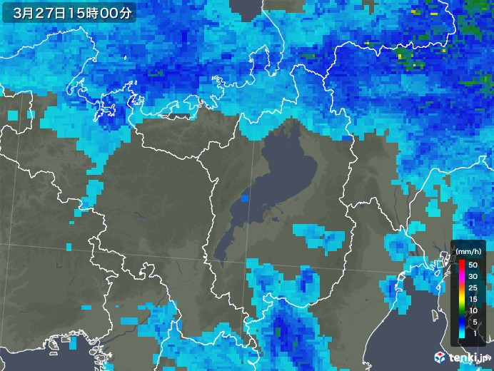 滋賀県の雨雲レーダー(2020年03月27日)