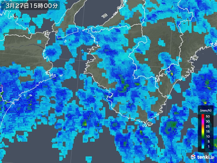 和歌山県の雨雲レーダー(2020年03月27日)