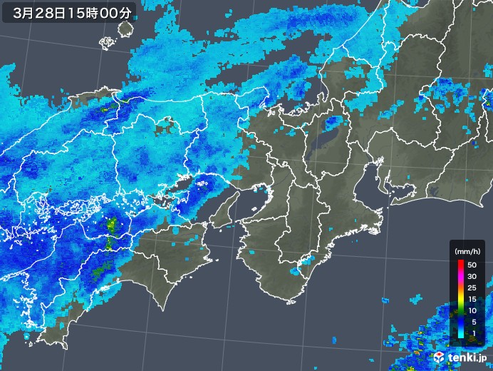 近畿地方の雨雲レーダー(2020年03月28日)