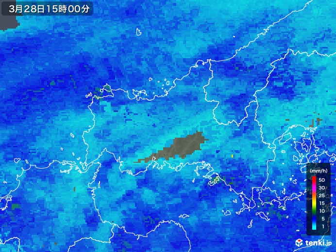 山口県の雨雲レーダー(2020年03月28日)