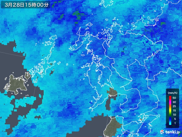長崎県の雨雲レーダー(2020年03月28日)
