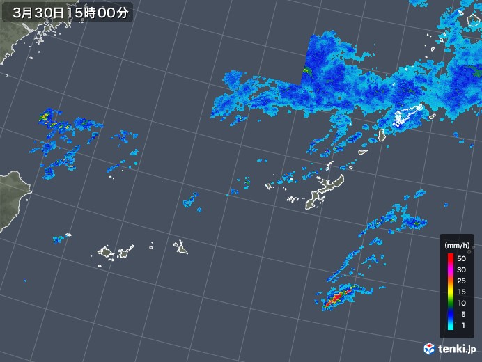 沖縄地方の雨雲レーダー(2020年03月30日)