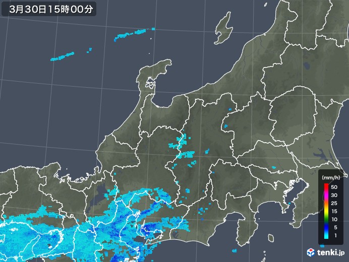 北陸地方の雨雲レーダー(2020年03月30日)