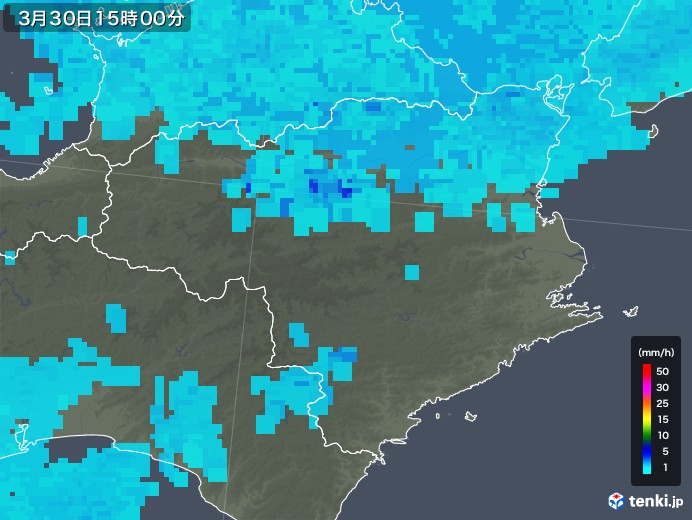 徳島県の雨雲レーダー(2020年03月30日)