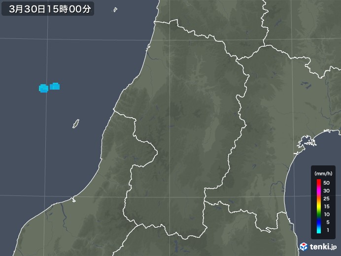 山形県の雨雲レーダー(2020年03月30日)