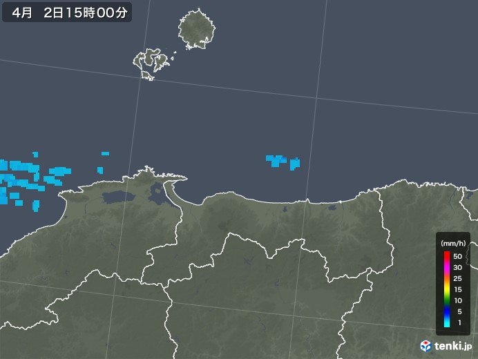 鳥取県の雨雲レーダー(2020年04月02日)