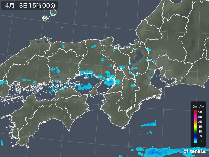 近畿地方の雨雲レーダー(2020年04月03日)