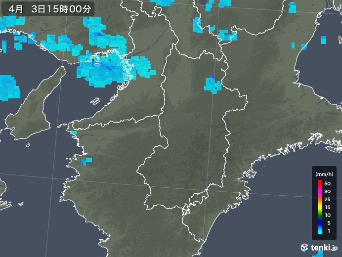 奈良県の雨雲レーダー(2020年04月03日)