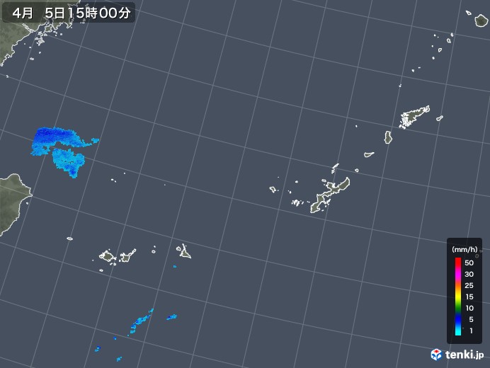 沖縄地方の雨雲レーダー(2020年04月05日)