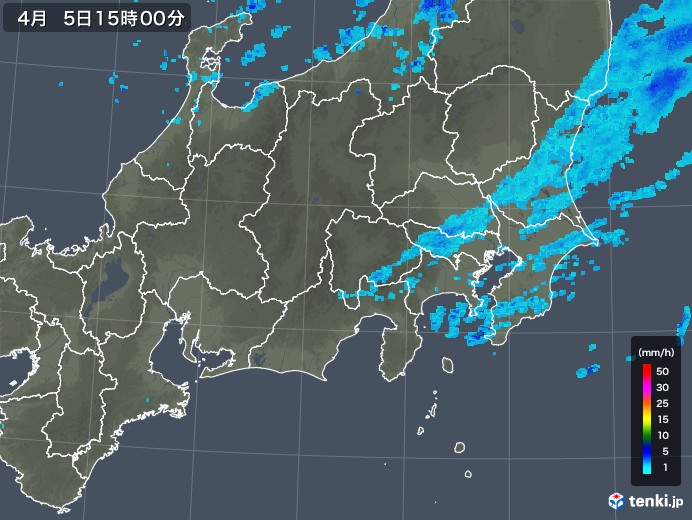 関東・甲信地方の雨雲レーダー(2020年04月05日)