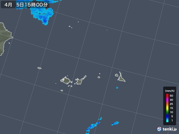 宮古・石垣・与那国(沖縄県)の雨雲レーダー(2020年04月05日)