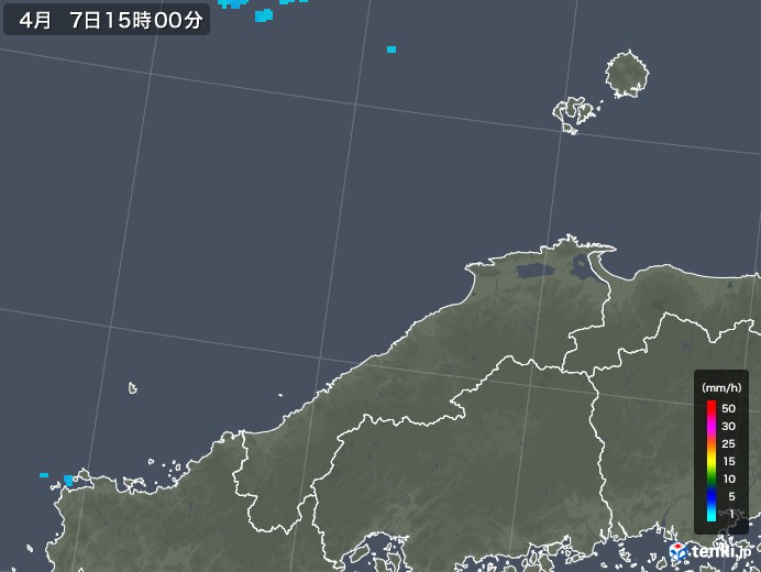 島根県の雨雲レーダー(2020年04月07日)