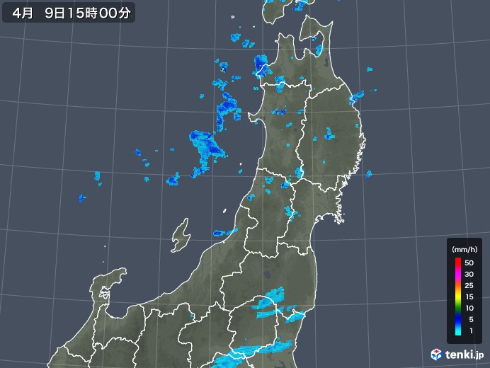 東北地方の雨雲レーダー(2020年04月09日)
