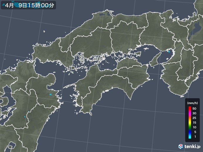 四国地方の雨雲レーダー(2020年04月09日)