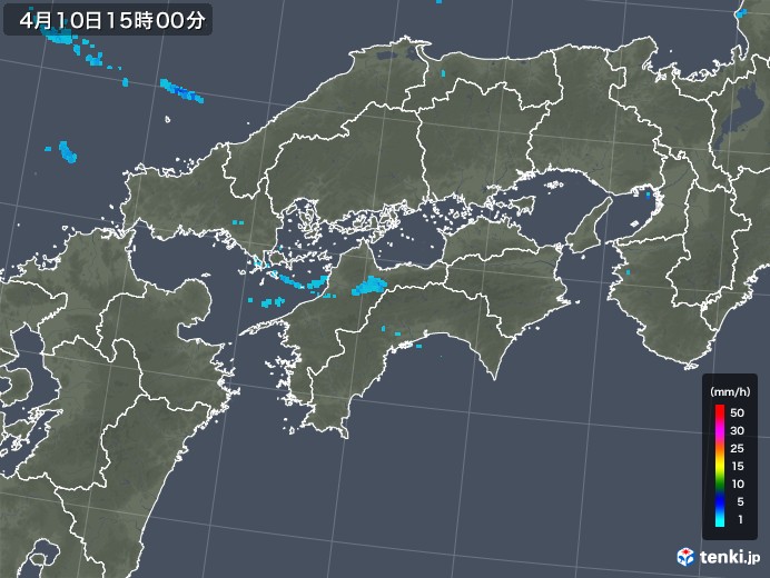 四国地方の雨雲レーダー(2020年04月10日)