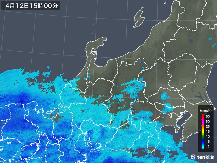 北陸地方の雨雲レーダー(2020年04月12日)