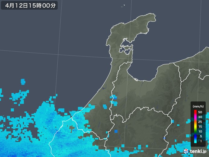 石川県の雨雲レーダー(2020年04月12日)