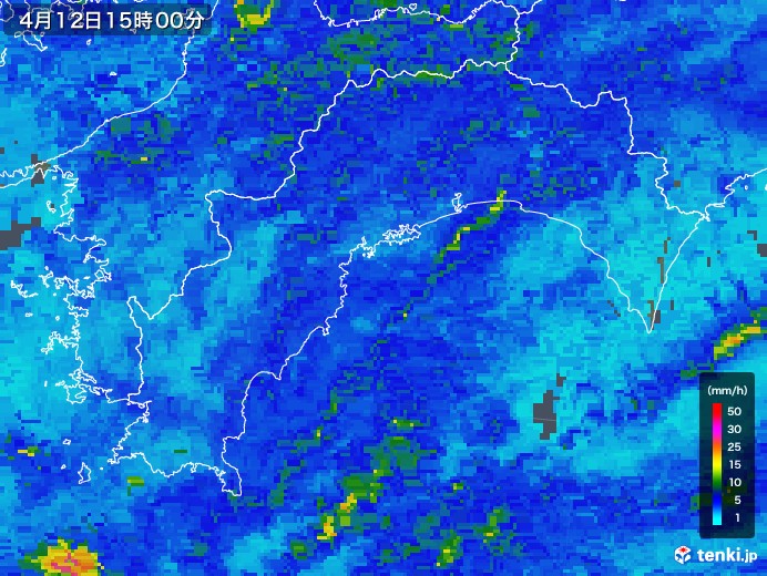 高知県の雨雲レーダー(2020年04月12日)
