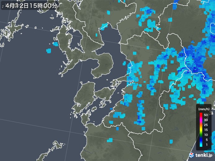 熊本県の雨雲レーダー(2020年04月12日)
